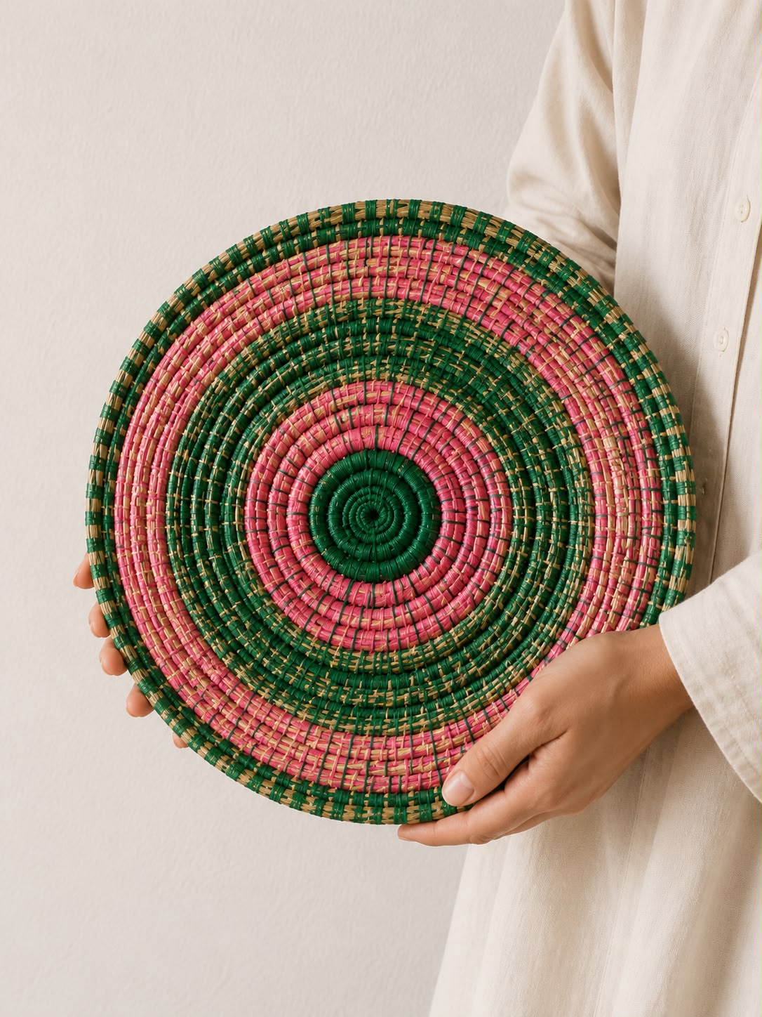 Handwoven Straw Wall Basket